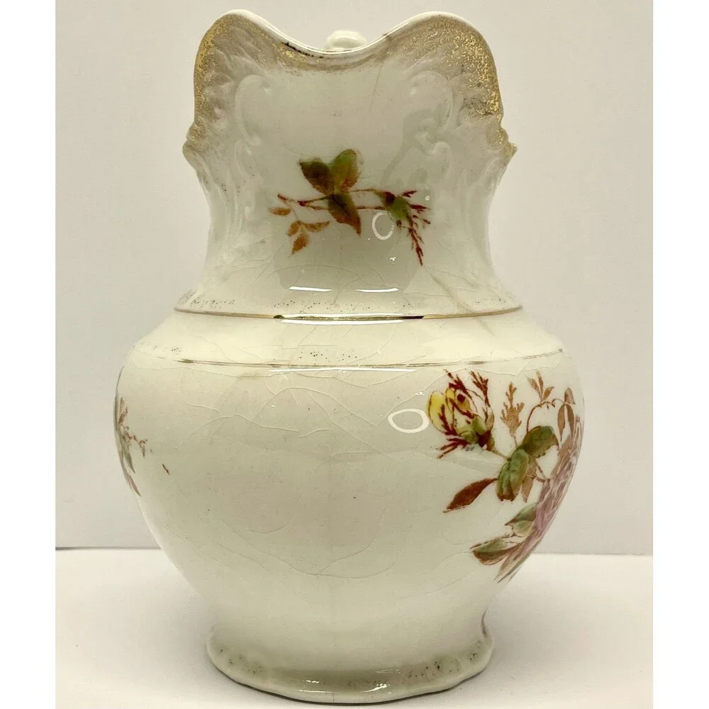 Vintage/antique Ballard's Obelisk Flour Advertising Pitcher Louisville Roses